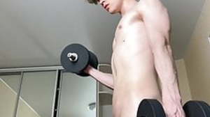 Horny Workout & Pumping Biceps before Jerking