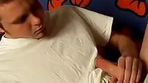 Inked twink is masturbating before shooting his