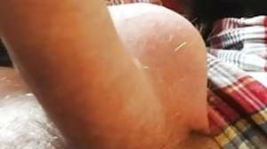 Playing with my tight foreskin while getting hard
