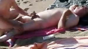 Twink sucks and rides daddy on the beach