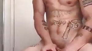 horny tattooed guy jerking off
