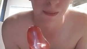 Justin Piche sucking a dildo