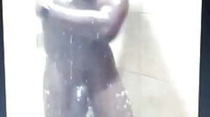 Horse hung black guy in shower massive cock