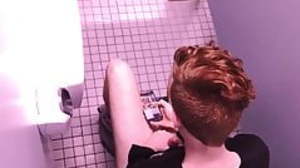 Redhead caught jerking off in mens room arrest