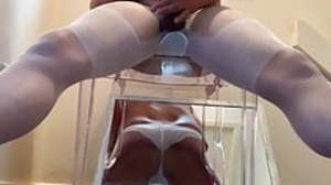 Webcam show cumshot on my pantyhose tights