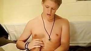 Blonde sensual young gay Matthieu stretching his