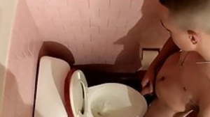 Few twinks voyeur piss in toilet and hot solo