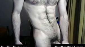 Hairy gay dude makes his first live ejaculation