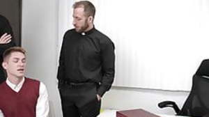 Naughty altar boy dildo drilled and 3way banged