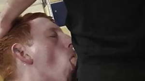 Redheaded dude gets his throat fucked