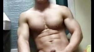 Korean Muscle Dude with hot abs jerk and cum