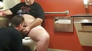 fat daddy gets sucked off in the toilet
