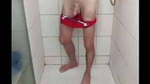 red undie brief everywhere shower