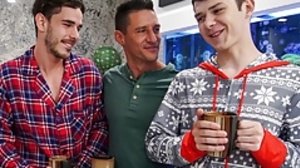 Young Twink Boy Stepson's Threesome Christmas