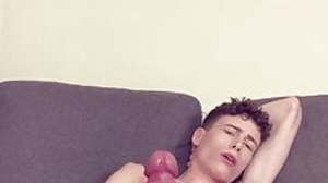 Young skinny twink Craig Kennedy cums hard with