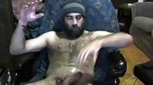 Hairy bearded daddy wanking absent