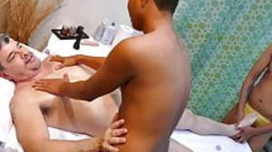 Massaging asian twink threeway breeded by DILF