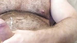 Uncut hairy bear cum load from thick cock