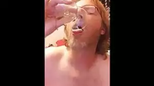 cum starved slut drinks glass be fitting of his
