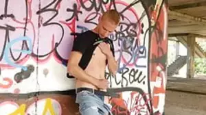 Young cadger masturbates in public in front of