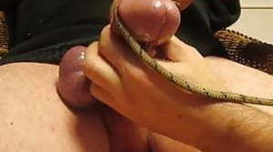 Tying the penis and my testicles tightly. Good