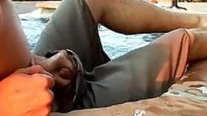 Hot tub wanking ends in extreme ejaculation with..