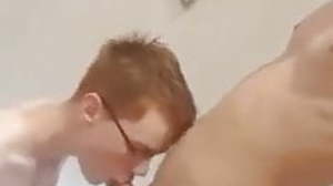 German redhead sucks cum in only of two minds room