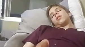 blond teen jerks with his sextoy