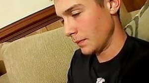 Cute gay TY Frost tickles his balls with feet and