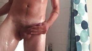 Russian twink having fun at the shower ,who wants