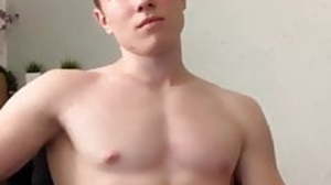 Fit teen shows his armpit while jerks and cums..