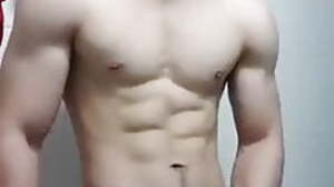 Young korean muscle college twink jerk and cum