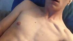 Young sexy smooth gay boy jerks off be..