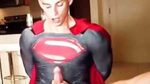 Superman gets a handjob increased by cum