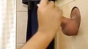 Unconcerned Gloryhole Blowjob, Young man serviced