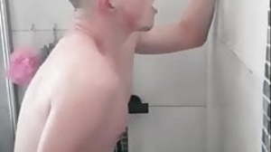 fit lad wanking in the shower