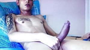 Young skinny Latino edging his huge hung big cock